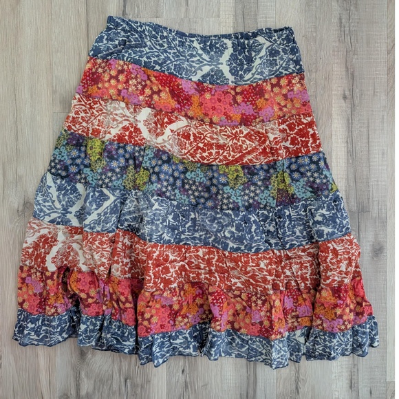 Mimi & Maggie Multi-Color Patchwork Floral Tiered Maxi Skirt, Girls 7/8 (Z3) - Picture 1 of 4